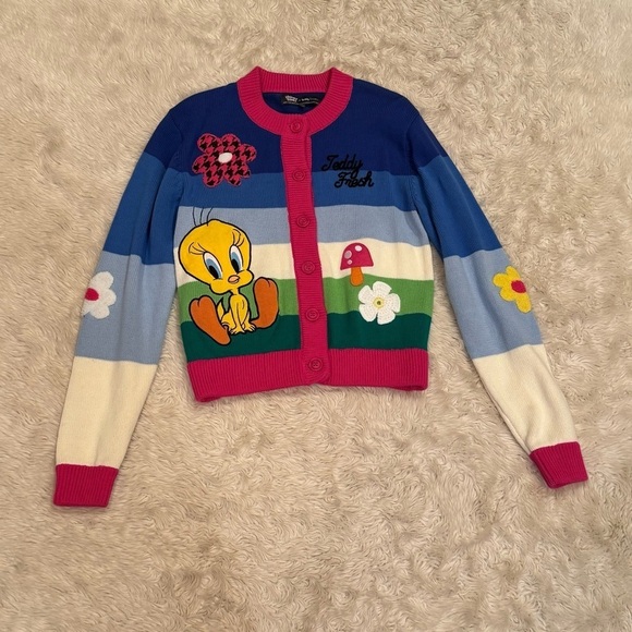 Looney Tunes x Teddy Fresh Tweety Cardigan - Size XS - Picture 2 of 7